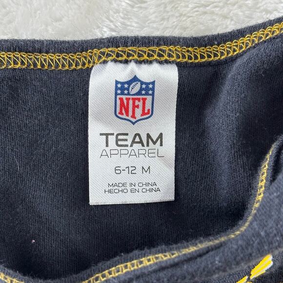 Pittsburgh Steelers Baby 6-12M NFL Team Apparel One Piece "I'm Set To Play" - Picture 3 of 3